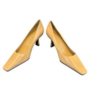 Bandolino leather square toe pumps heels beige nude size 9 M